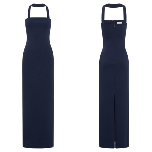 MESHKI Velma Halter Collar Dark Navy Dress - Picture 3 of 10